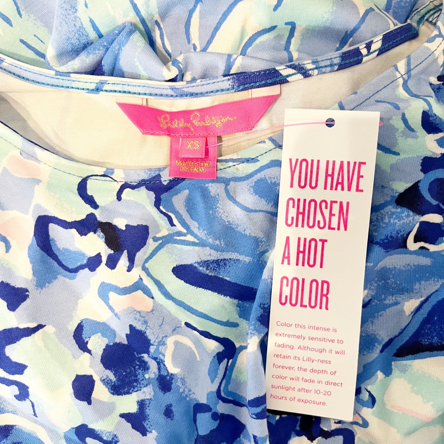 Lilly Pulitzer Ophelia 3/4 Sleeve Floral Mini Shift Dress Blue XS