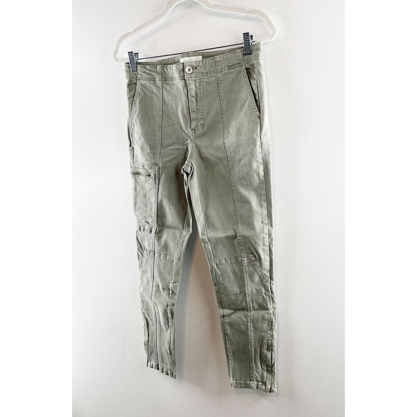 Anthropologie Slim Ankle High Rise Cargo Utility Pants Green 28