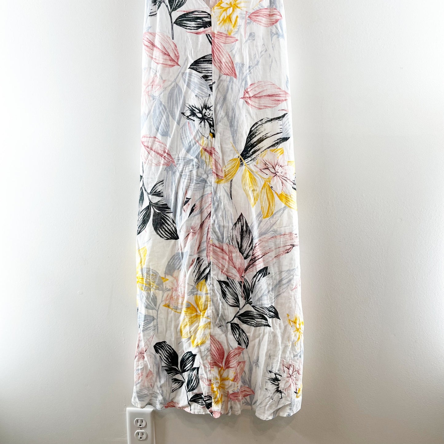 C&C California Linen Blend Floral Midi Slip Dress White XL