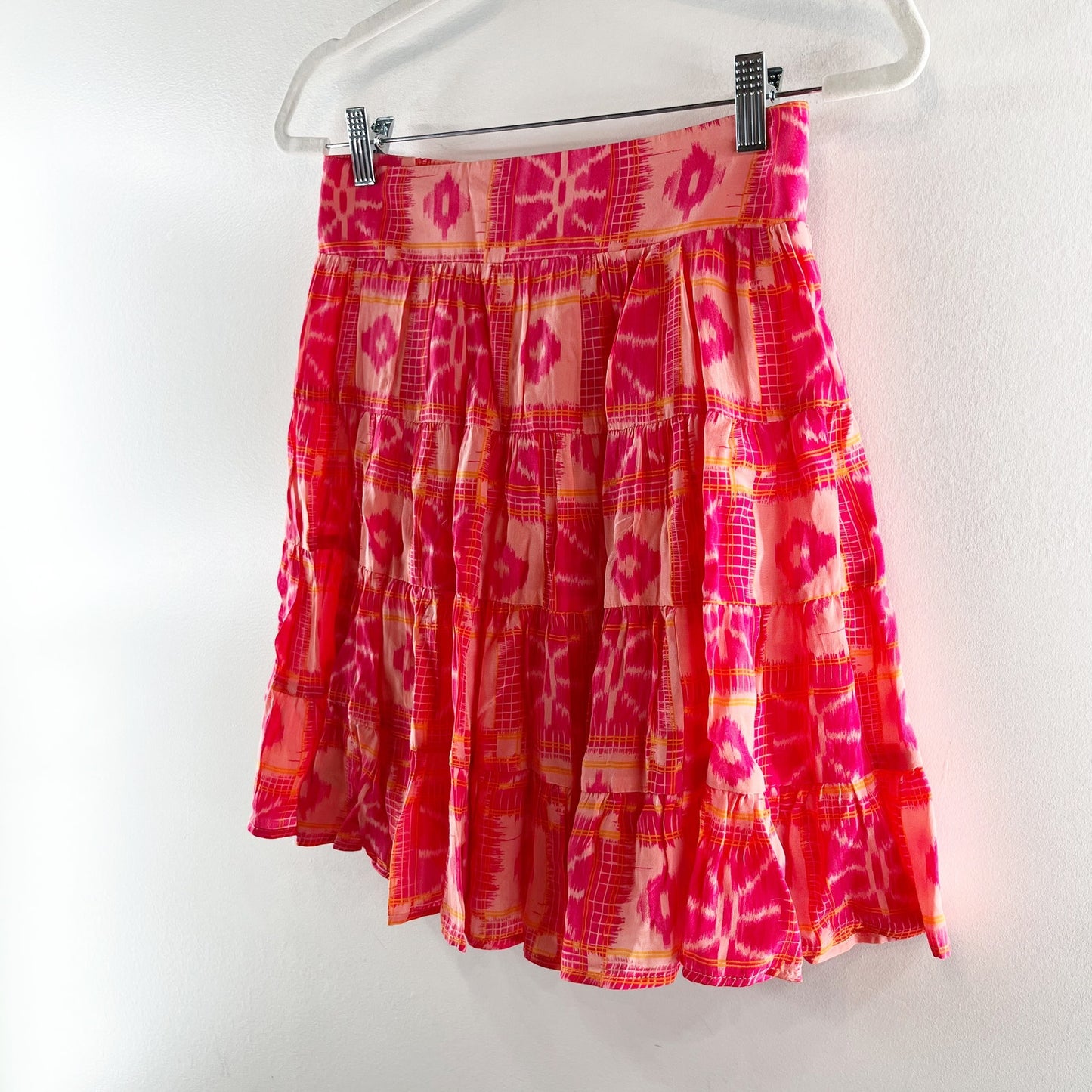 Anthropologie Danielle Duer Tiered Mini Skirt Pink XS