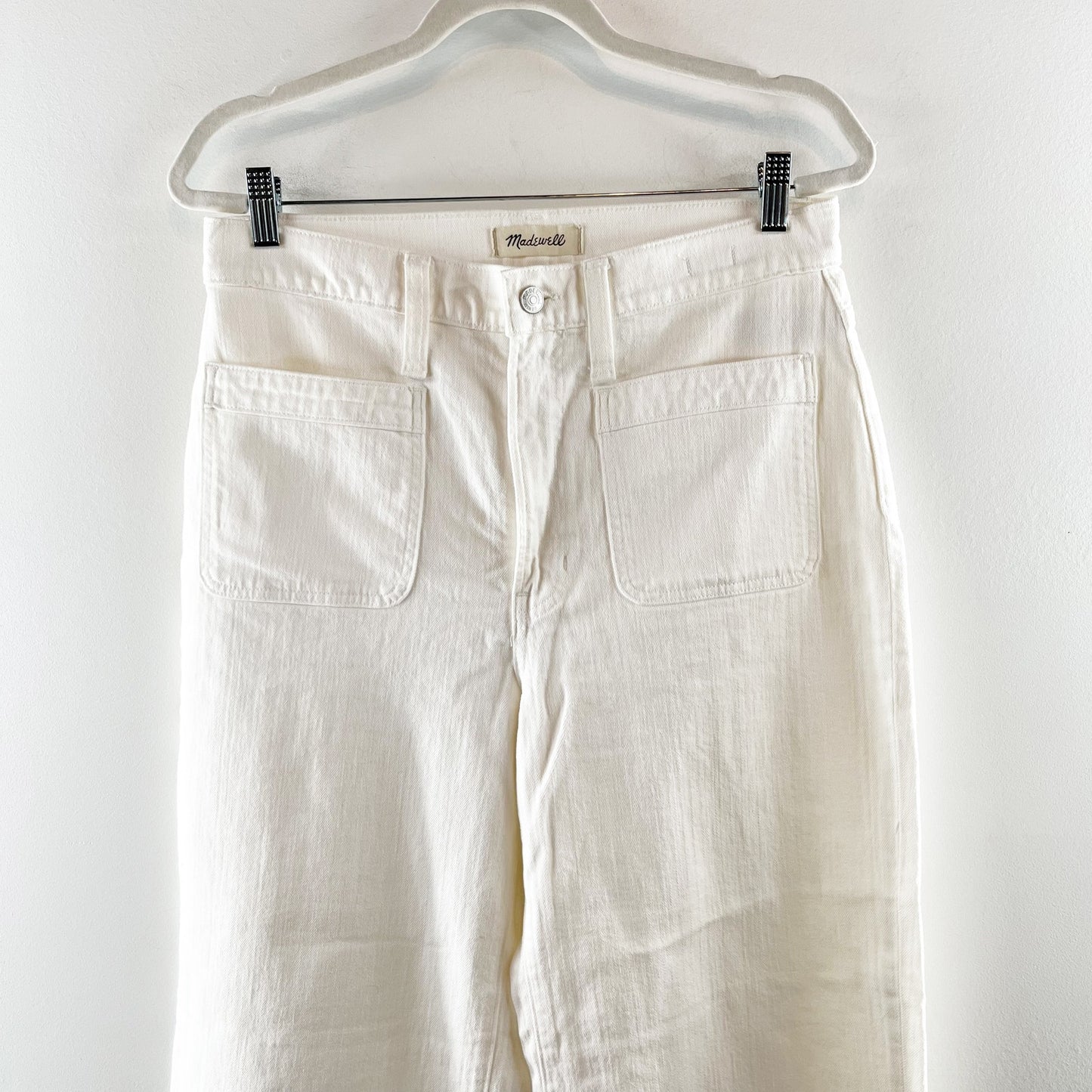 Madewell The Perfect Vintage Wide Leg Crop Jeans Patch Pocket Tile White 10
