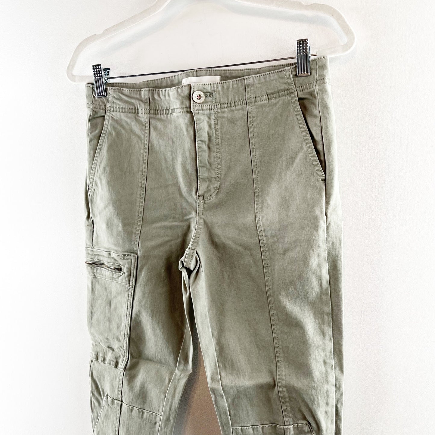 Anthropologie Slim Ankle High Rise Cargo Utility Pants Green 28