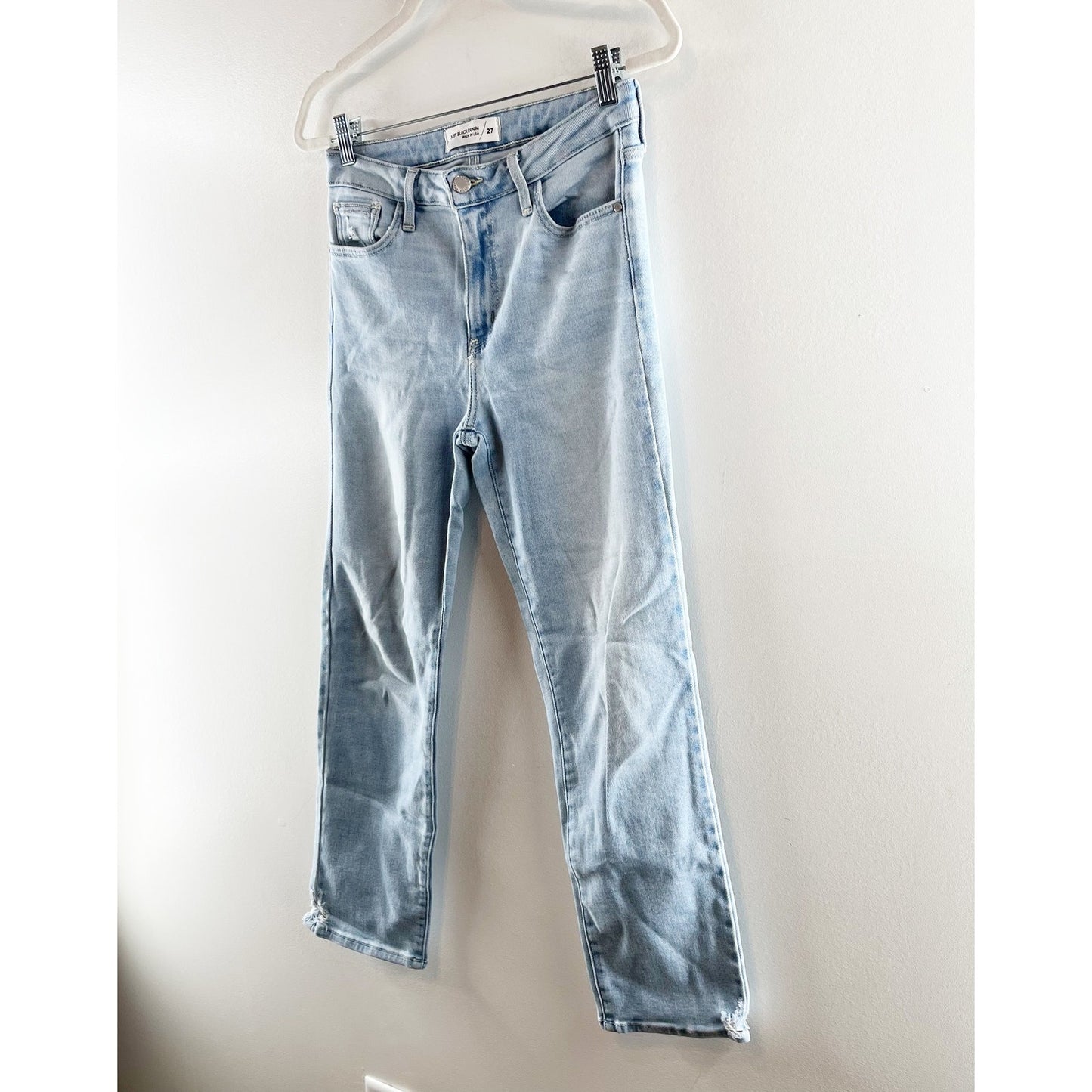 Just Black Denim The Arrow Light Wash High Waisted Straight Jeans Blue 27
