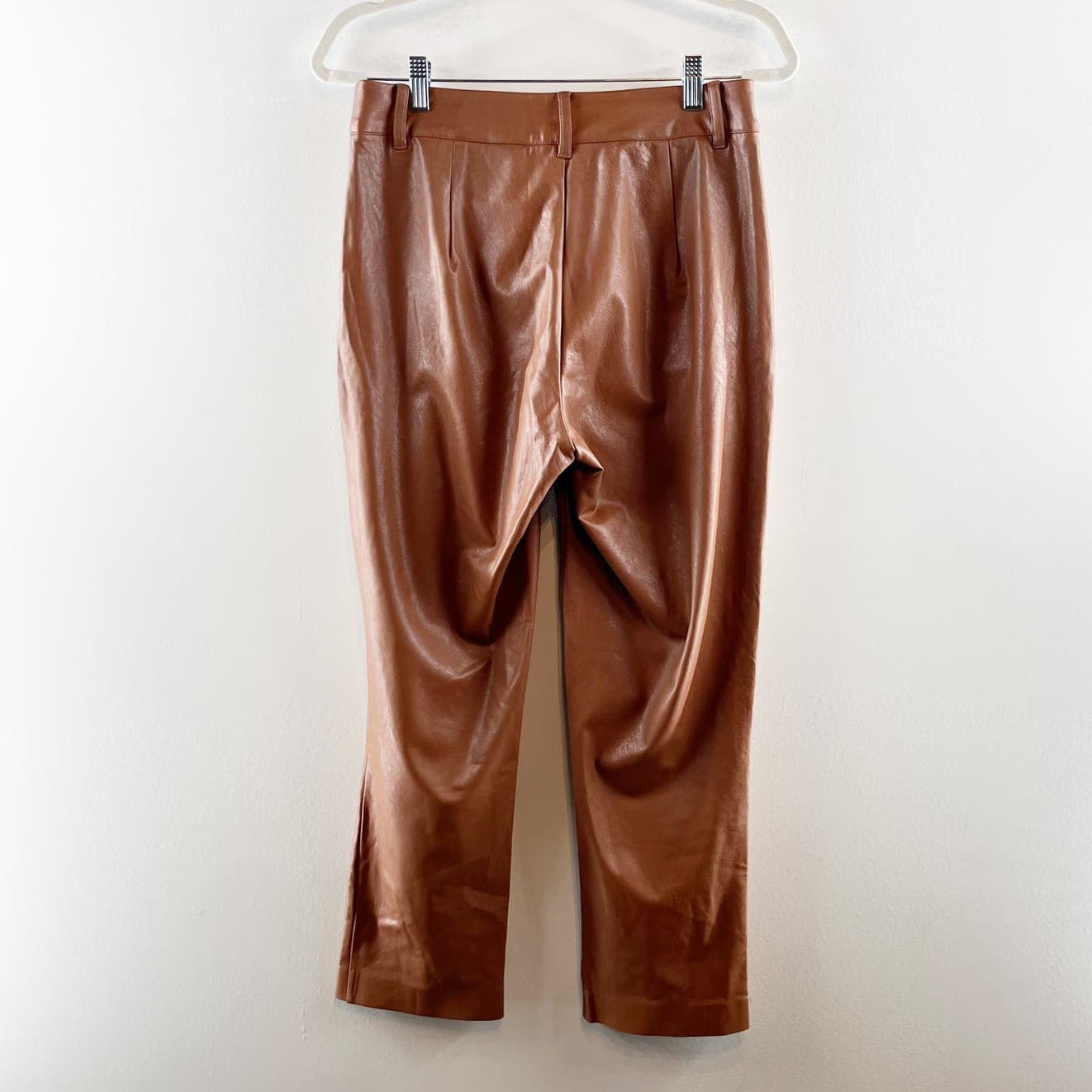 Commando Faux Leather High Rise 7/8 Cropped Trouser Pants Cocoa Brown Small