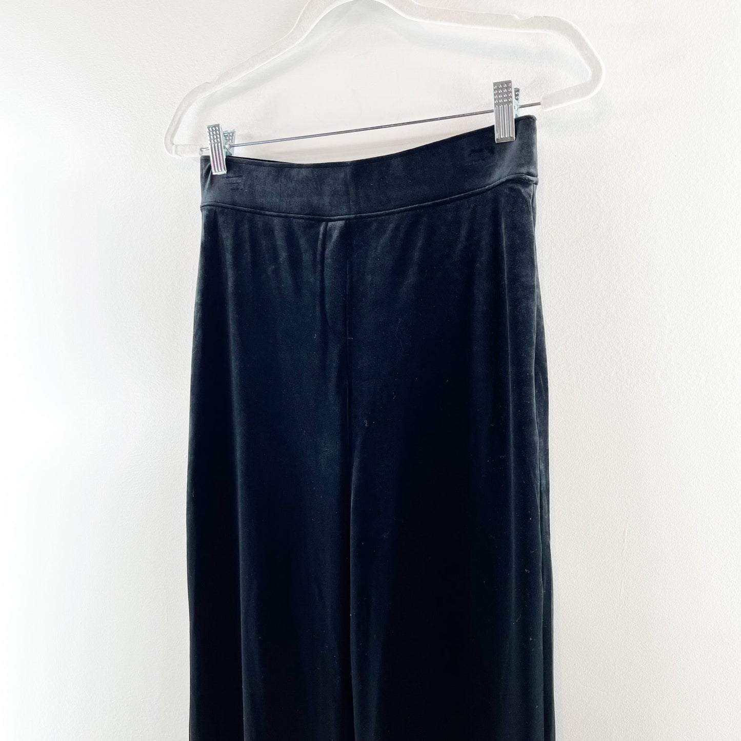 SPANX Velvet High Rise Wide Leg Split Hem Velvet Pants Black Medium