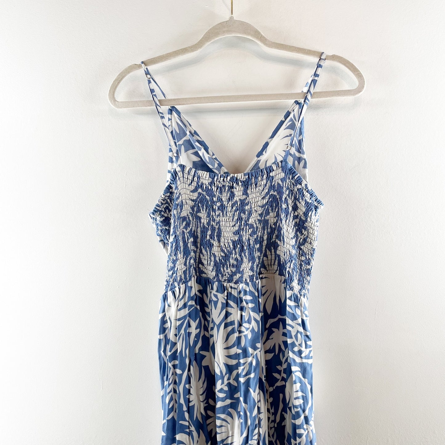 Japna Wide Leg Floral One Piece Jumpsuit Blue White XL