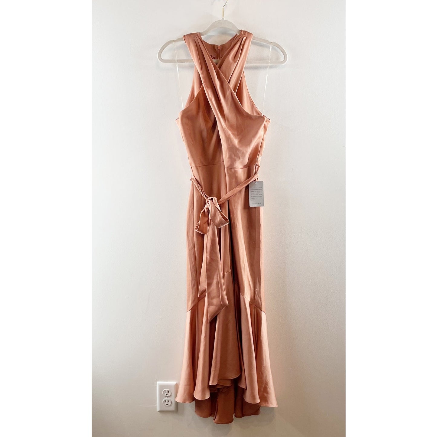 Taylor Satin Tie Waist Sleevleess Midi Dress Blush Pink 8