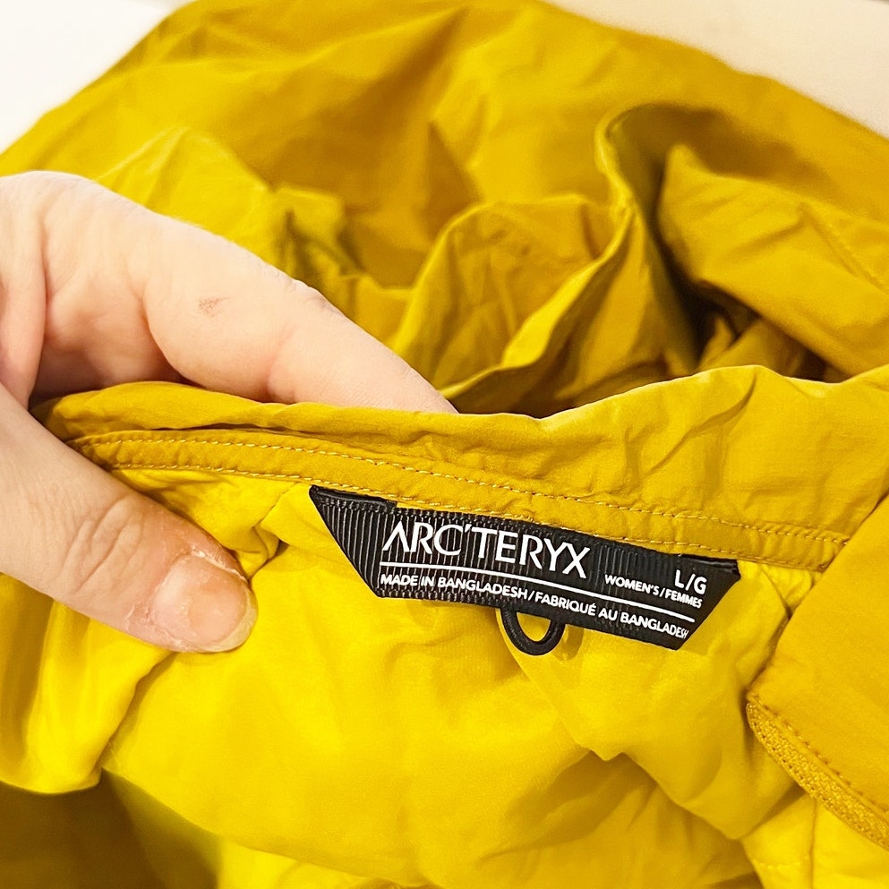 Arc'teryx Atom SL Full Zip Hooded Anorak Jacket Yellow Large