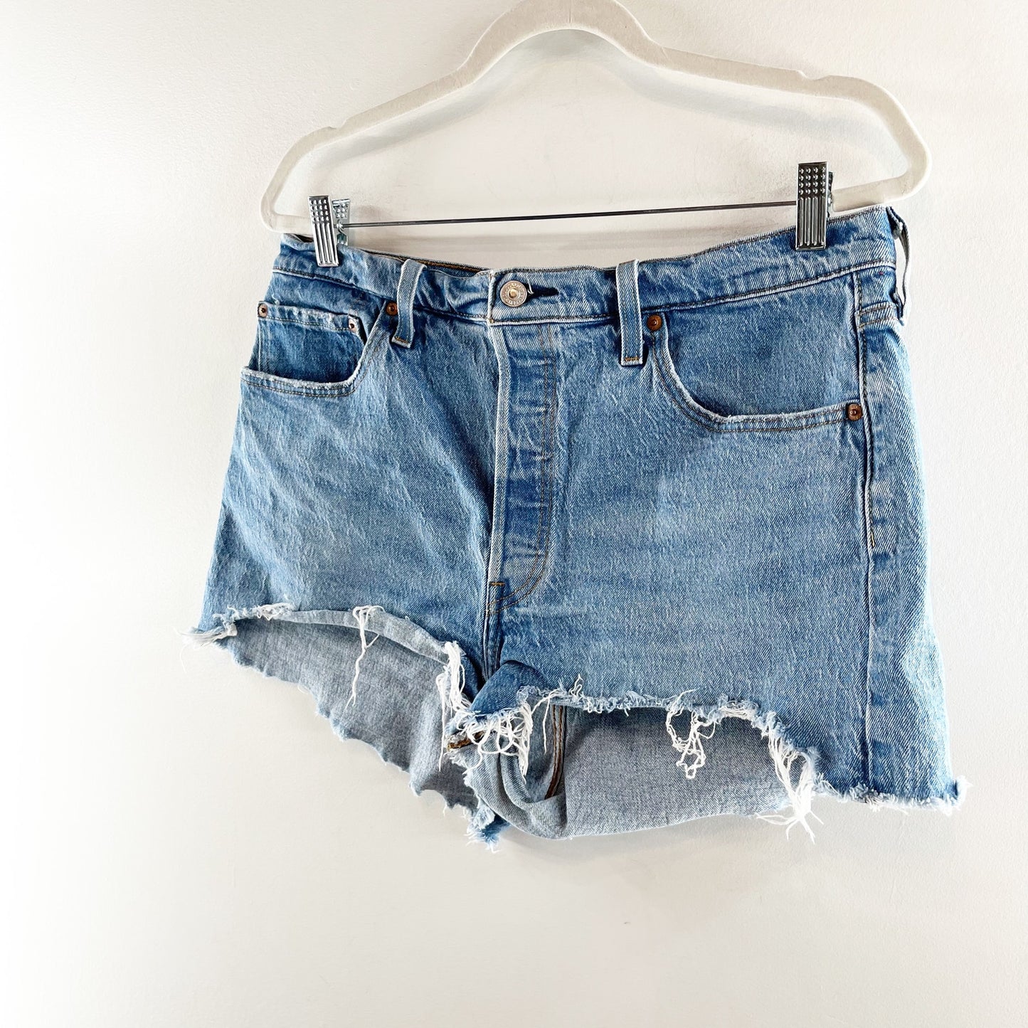Levi's 501 Original High Rise Button Fly Cutoff Jeans Shorts Blue 16