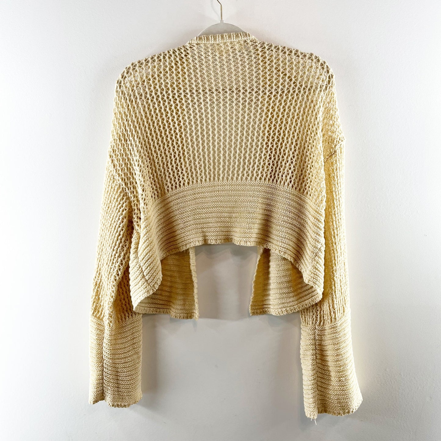 By Anthropologie Juillet Flare Sleeve Cropped Cardigan Sweater Cream One Size