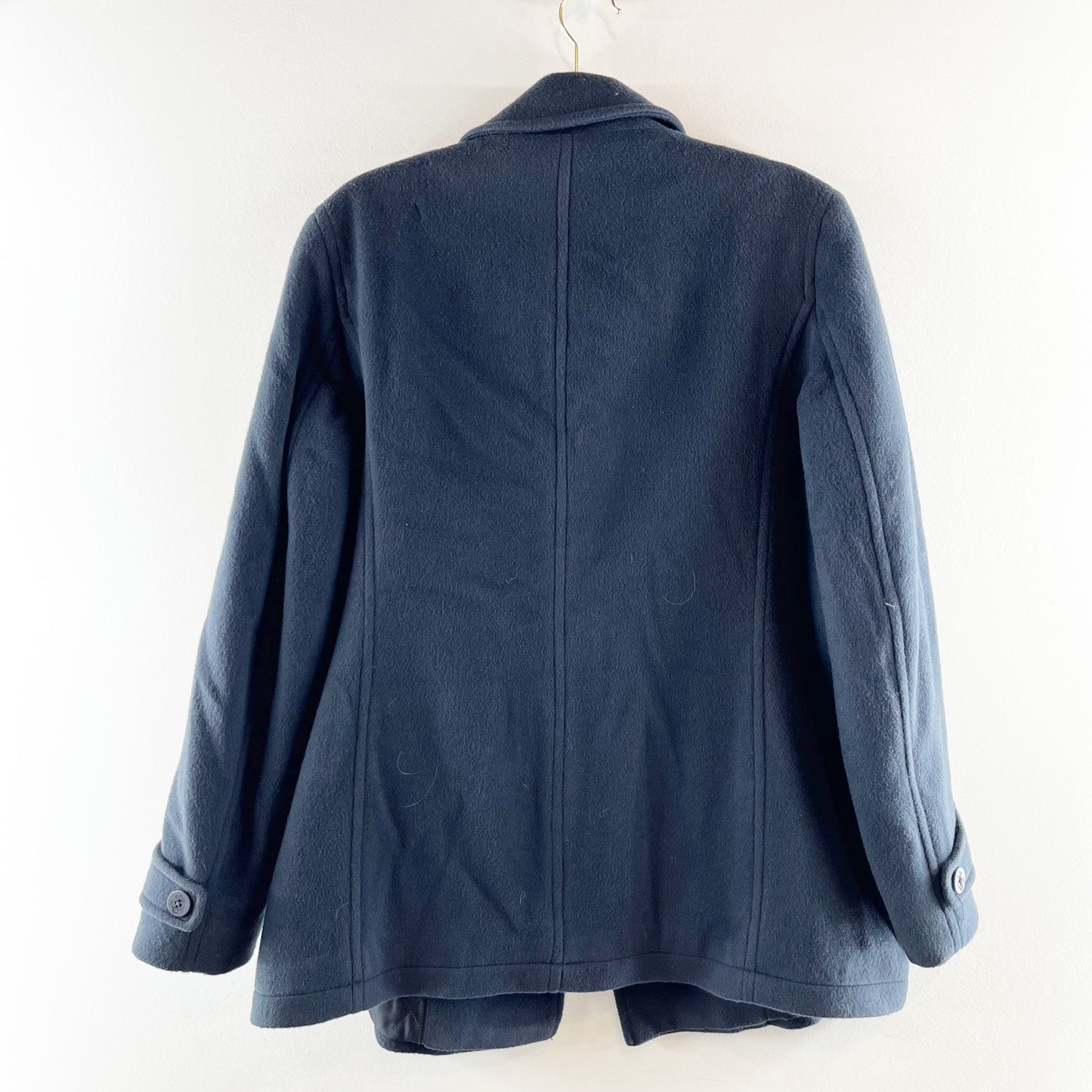 L.L. Bean Classic Lambswoll Insulated Lined Double Breasted Peacoat Navy Blue 10