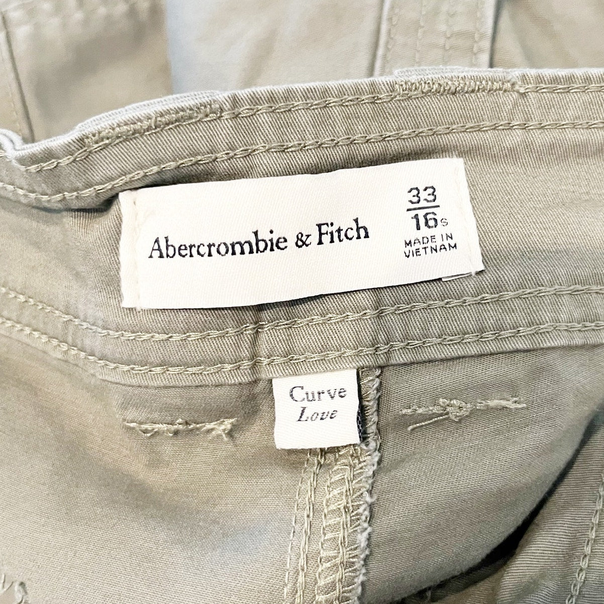 Abercrombie & Fitch High Rise Baggy Straight Leg Cargo Pants Green 16 Petite