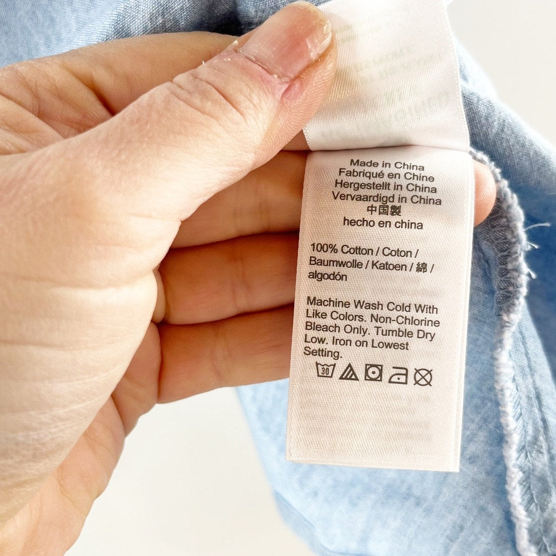 J. Crew Chambray Denim Smocked Waist Mini Skirt Blue Medium