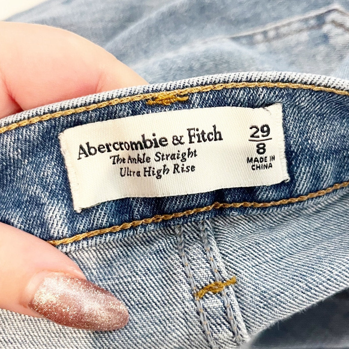 Abercrombie & Fitch The Ankle Straight Ultra High Rise Jeans Blue 8