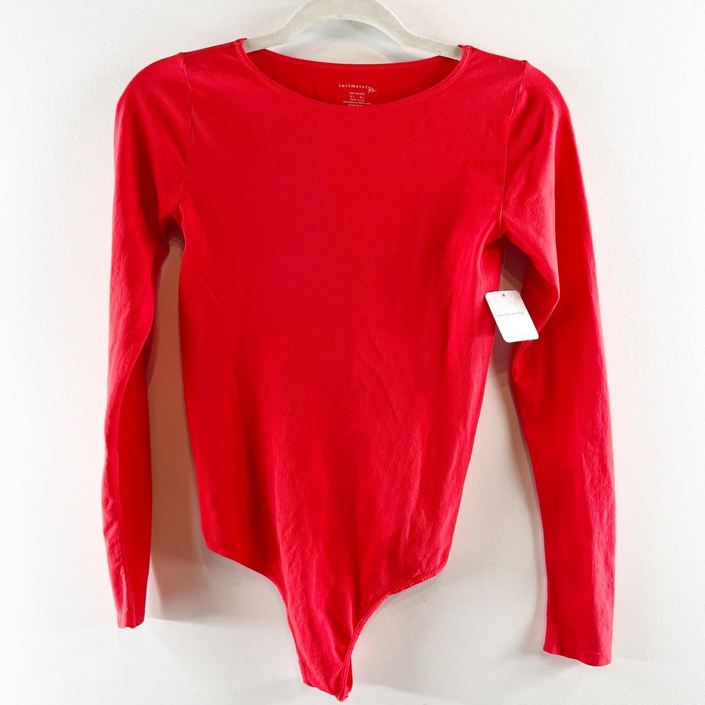 Intimately Free People Long Sleeve Seamless Crewneck Bodysuit Red Medium Large