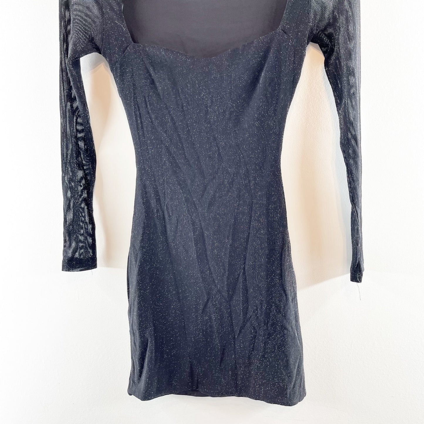 Hello Molly Bring Me To The Sky Long Sleeve Bodycon Mini Dress Metallic Black 2