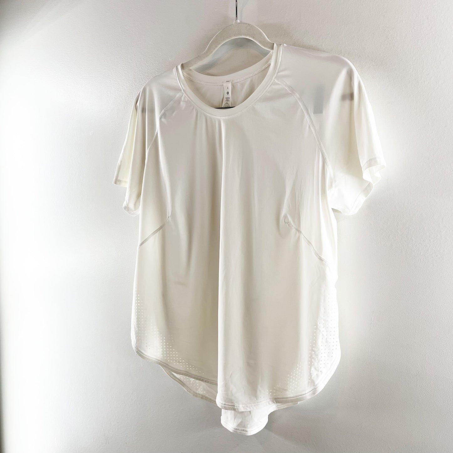 Lululemon UVP Run Short Sleeve High Neck Mesh Trim Running T-Shirt White 8