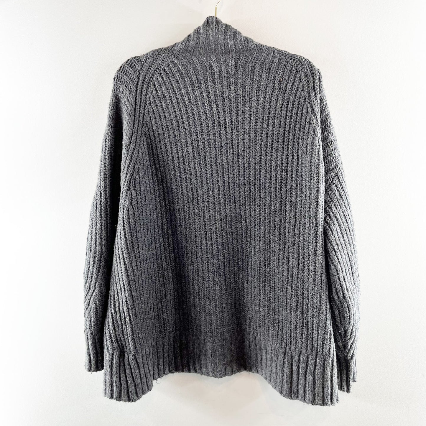 Maeve Anthropologie Dakotah Mock Neck Ribbed Long Sleeve Sweater Gray Large