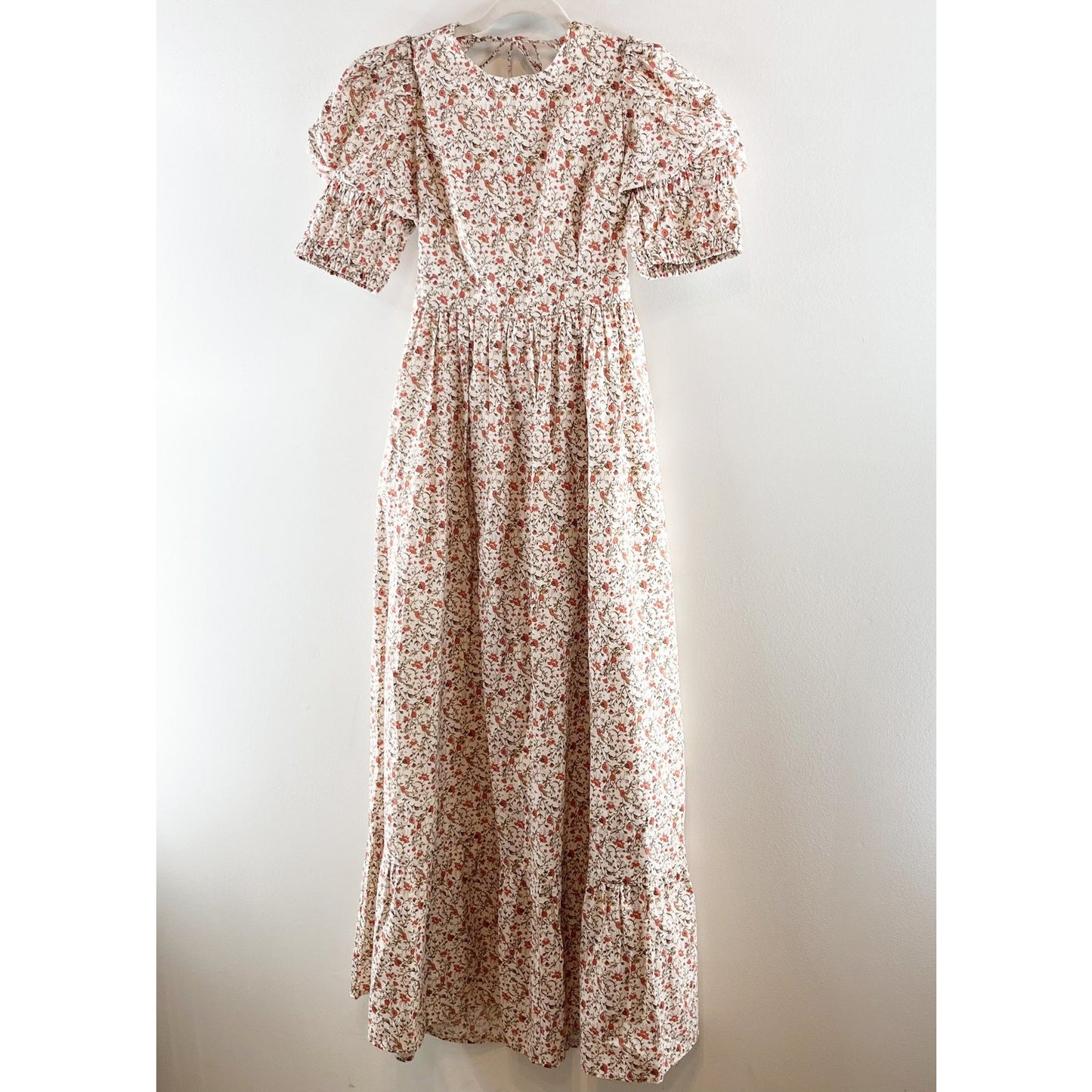 o.p.t One Pretty Time Hayden Puff Sleeve Open Back Floral Maxi Dress Pink Small