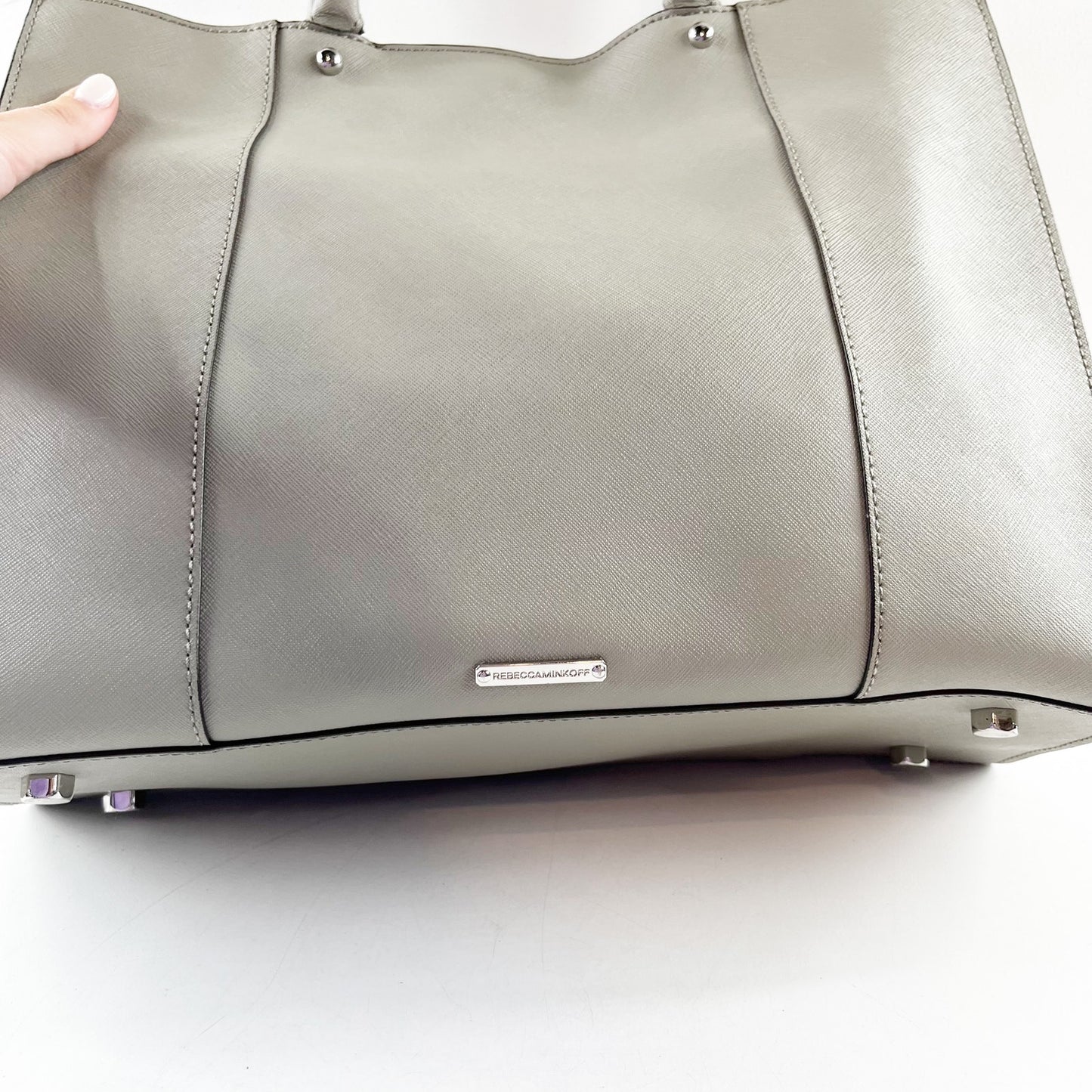 Rebecca Minkoff MAB Leather Square Tote Bag Purse Gray