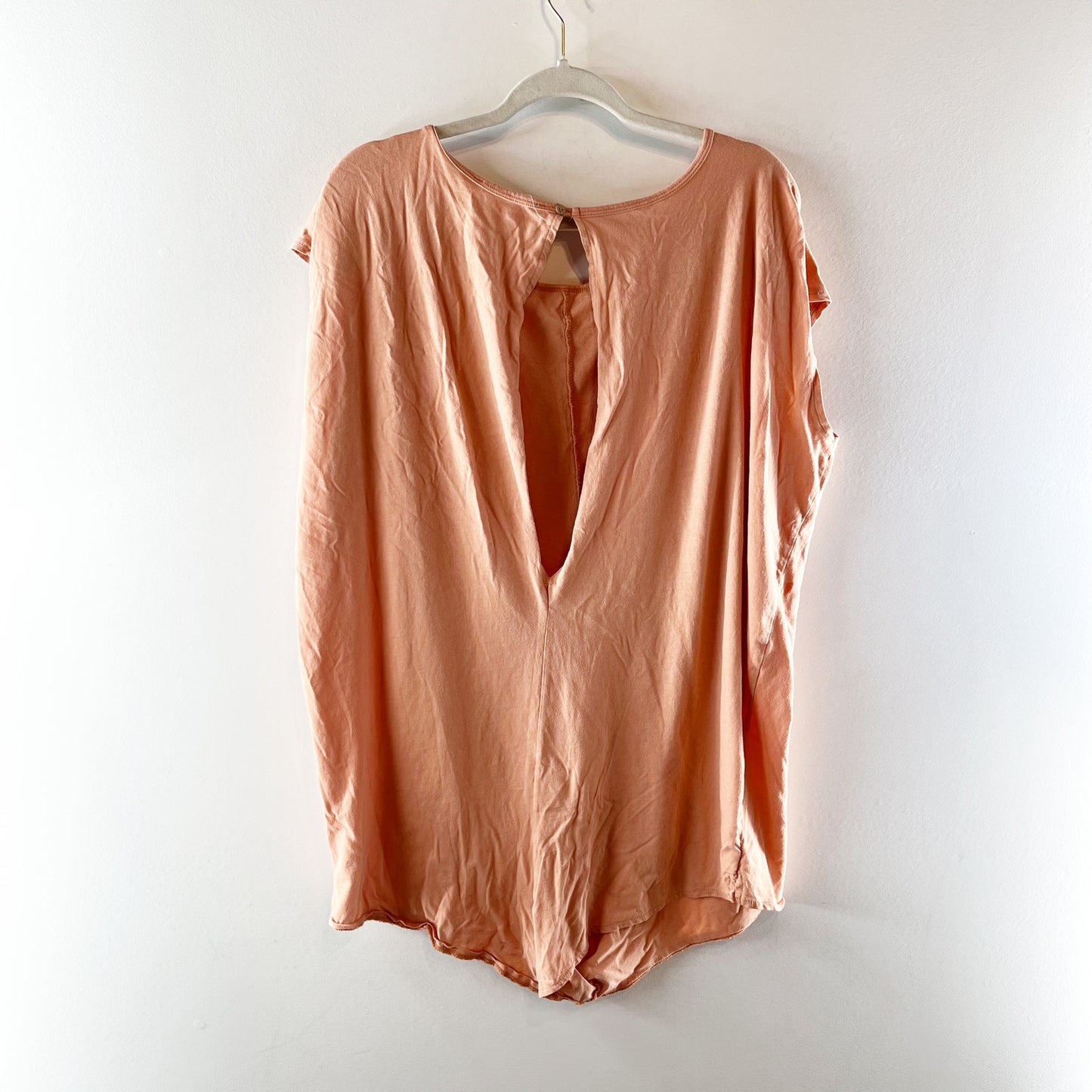 Free People Beach Short Sleeve Ice Cream Waistless Romper Orange Medium