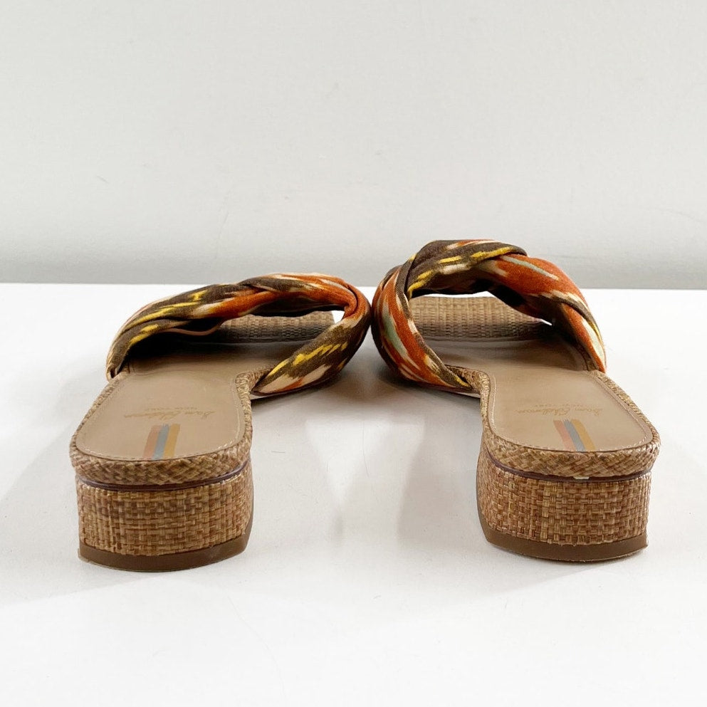 Sam Edelman Dawson Block Heel Slip On Woven Slides Sandals Sunset Orange 7.5