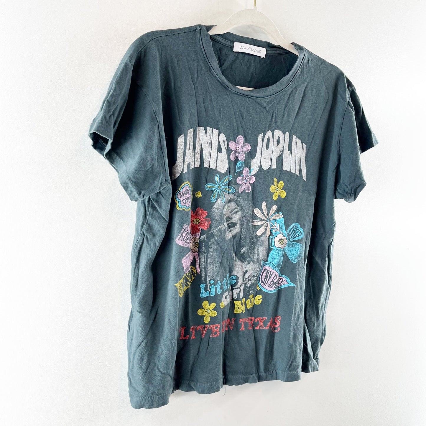 DAYDREAMER Janis Joplin Little Girl Blue Graphic Tour Tee Black Medium