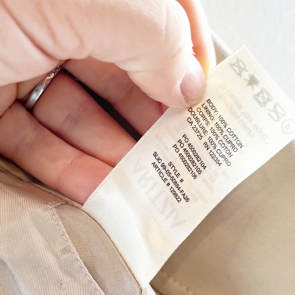 Aritzia The Finch Short Trench Coat City Twill Marcona Beige MISSING BELT XXS
