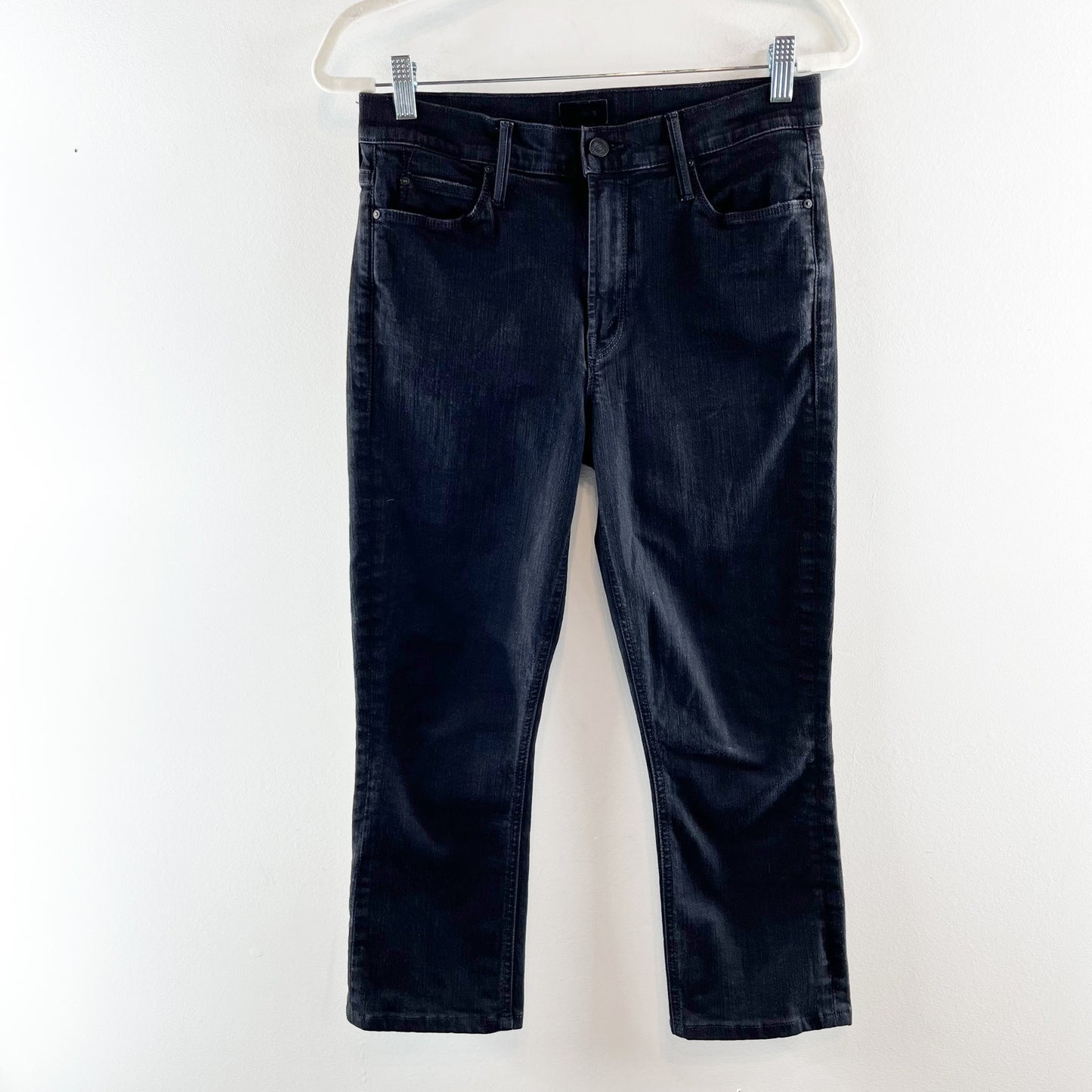 Mother The Mid Rise Dazzler Crop Ankle Jeans Not Guilty Wash Black 29 / 8