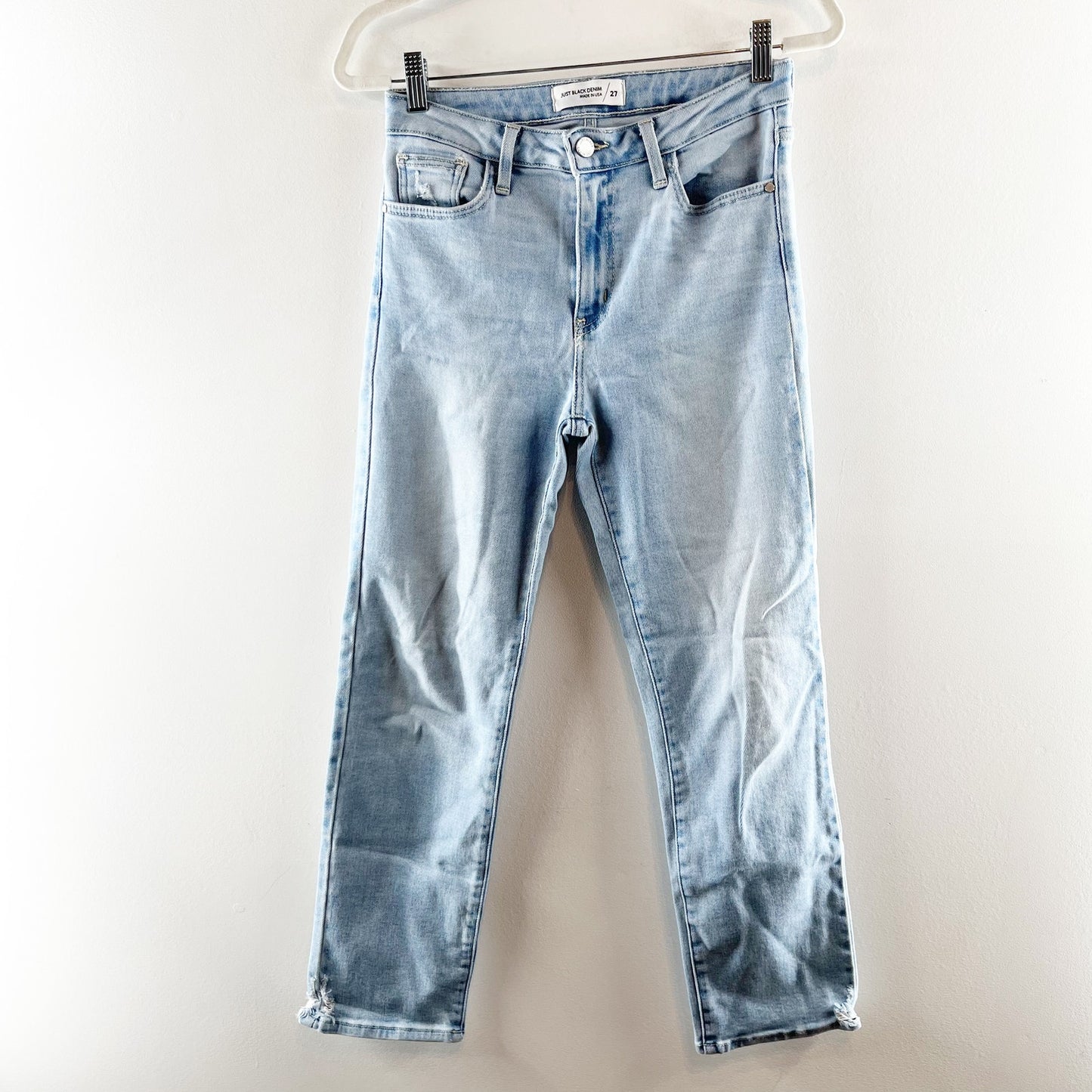 Just Black Denim The Arrow Light Wash High Waisted Straight Jeans Blue 27