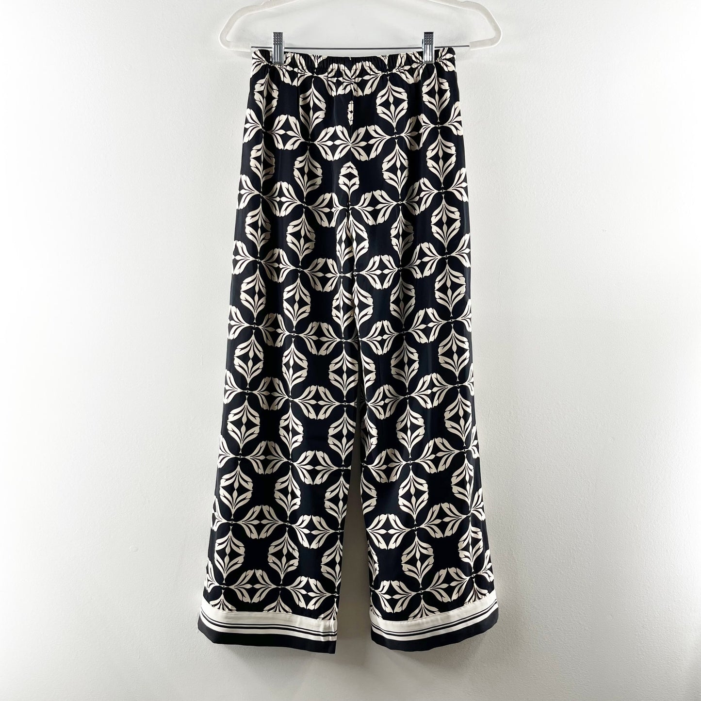 Abercrombie & Fitch Wide Leg Printed Drapey Pants Black White XXS Petite
