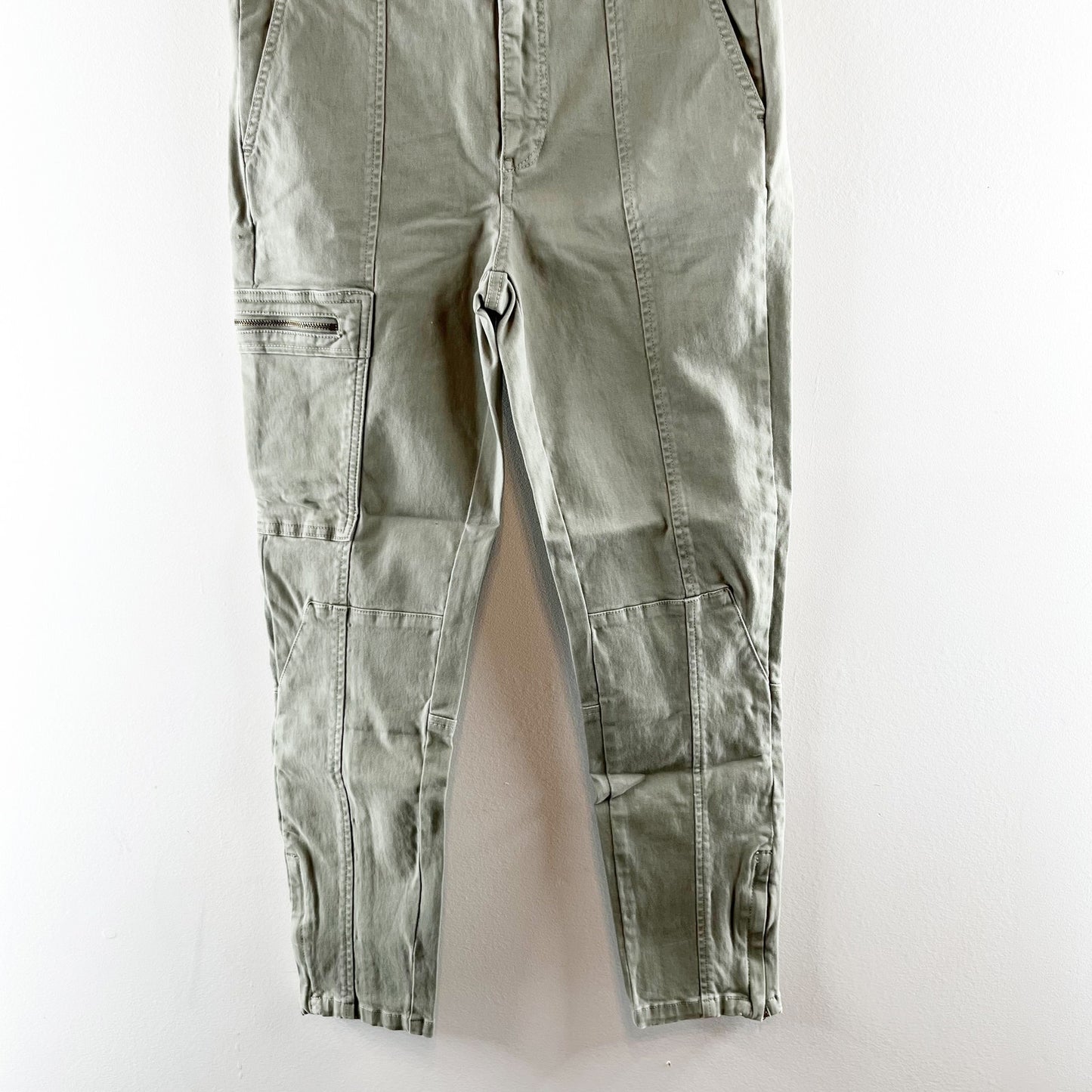 Anthropologie Slim Ankle High Rise Cargo Utility Pants Green 28
