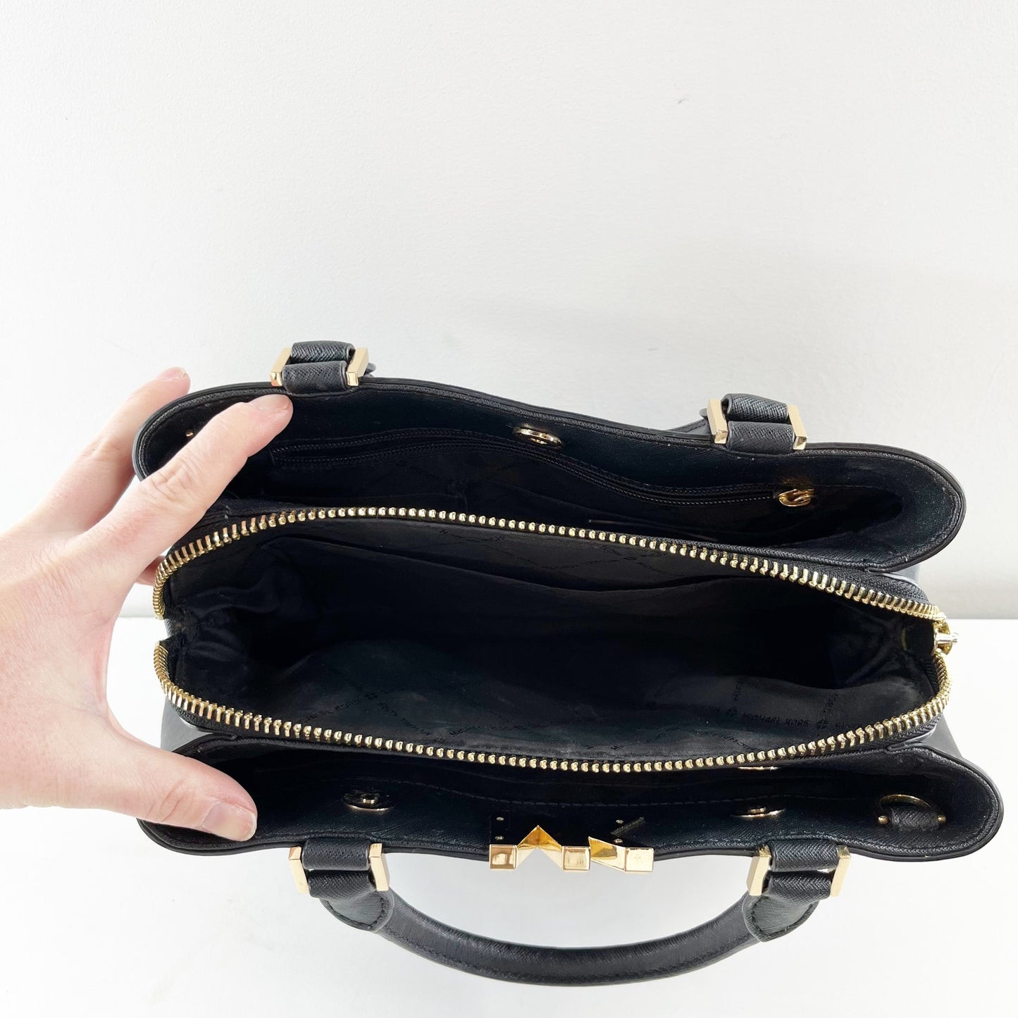 Michael Kors Florence Leather Satchel Purse Black