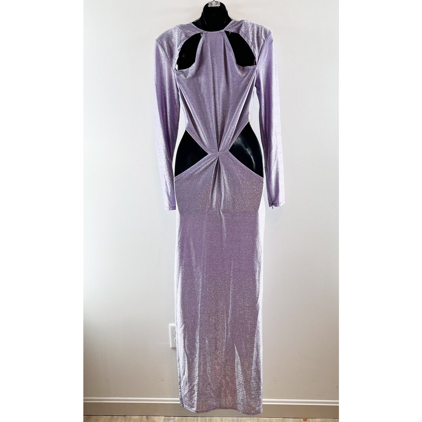 Bronx & Banco Amara Long Sleeve Cutout Maxi Dress Gown Lilac Purple XXL