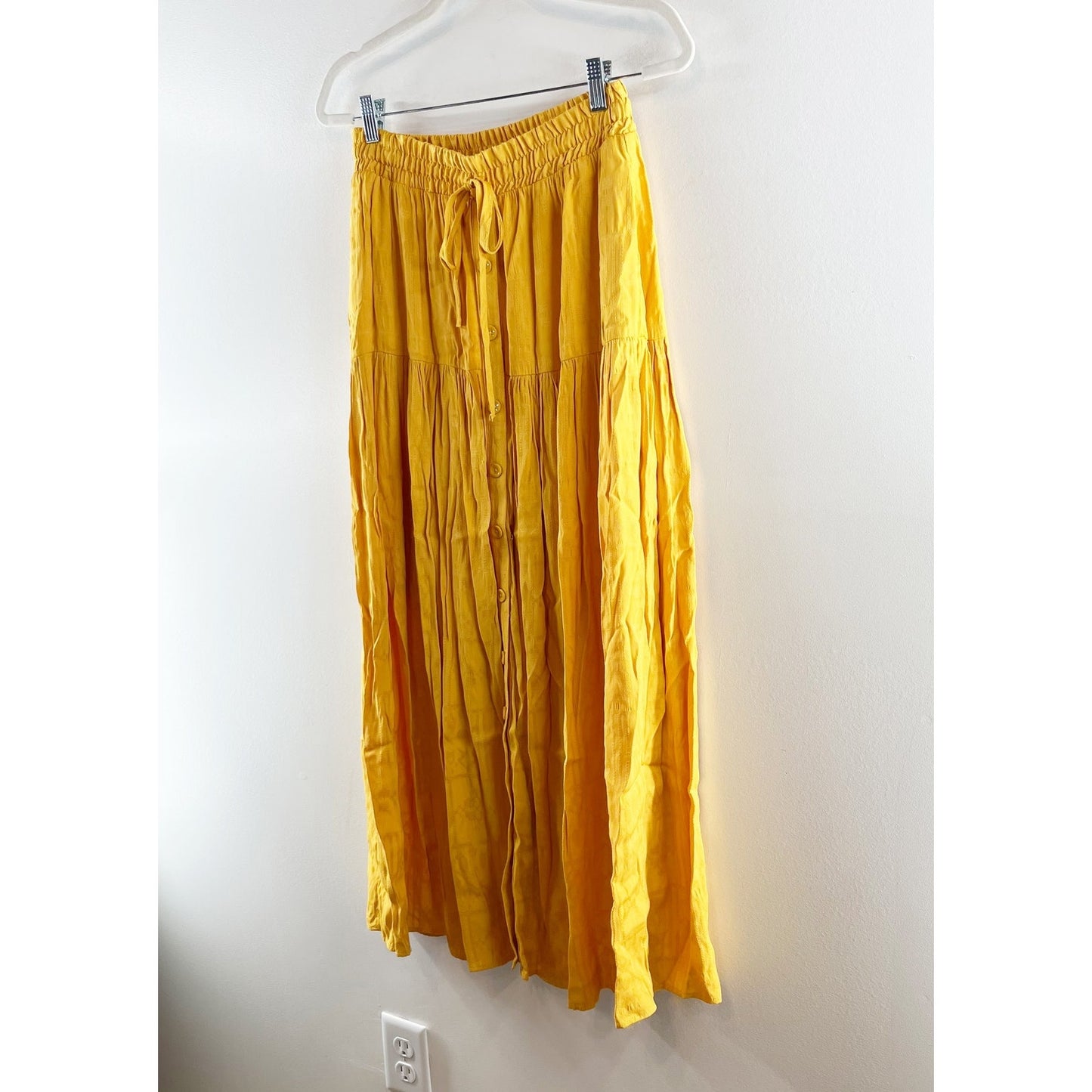 Maeve Anthropologie Tiered Pull On Boho Maxi Peasant Skirt Yellow Small