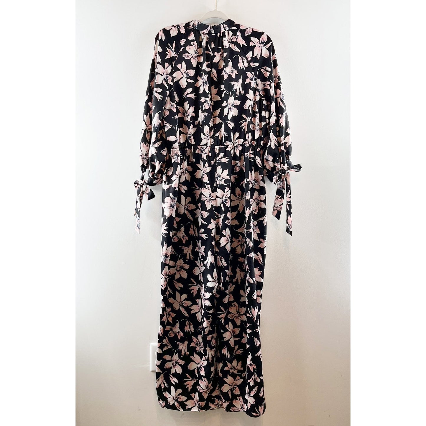 Madewell Winter Orchid Tie-Sleeve Wide Leg Jumpsuit Brigette True Black XXL