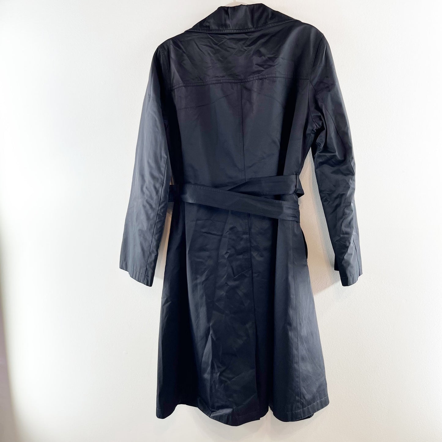 Michael Kors Long Sleeve Double Breasted Belted Trench Coat Black Small