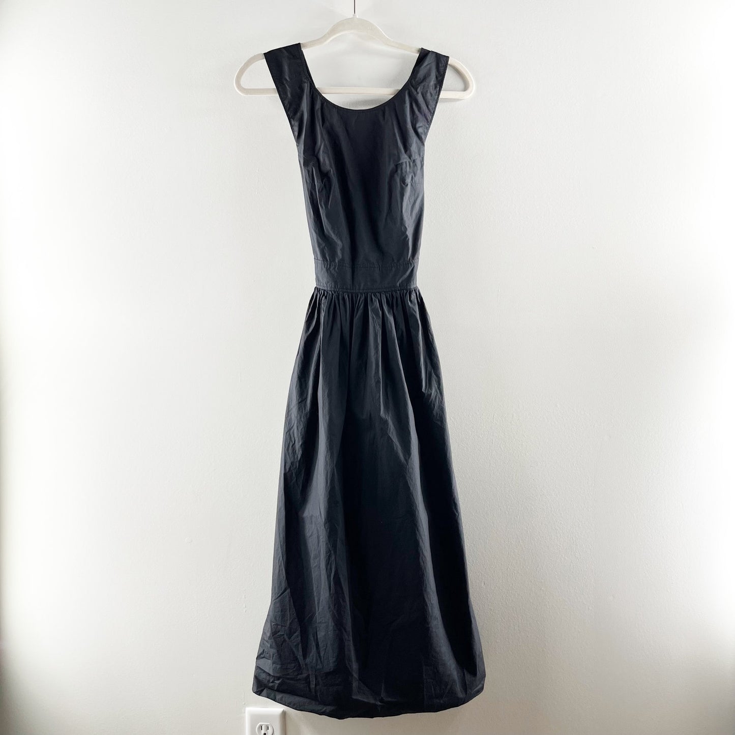 COS Cotton Poplin Cross Back Midi Sundress Dress Black 4