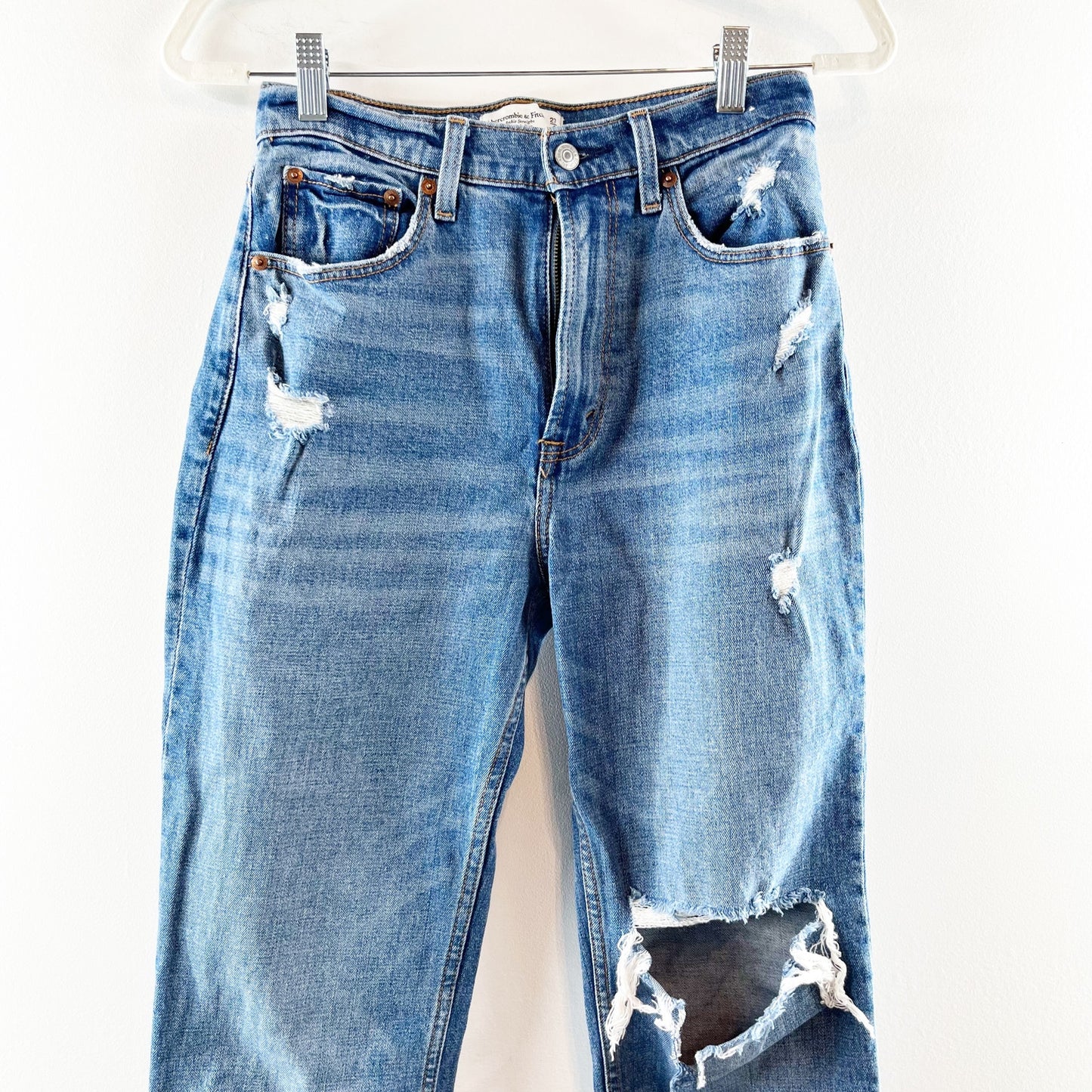 Abercrombie & Fitch The Ankle Straight Ultra High Rise Jeans Curve Love Blue 4 S