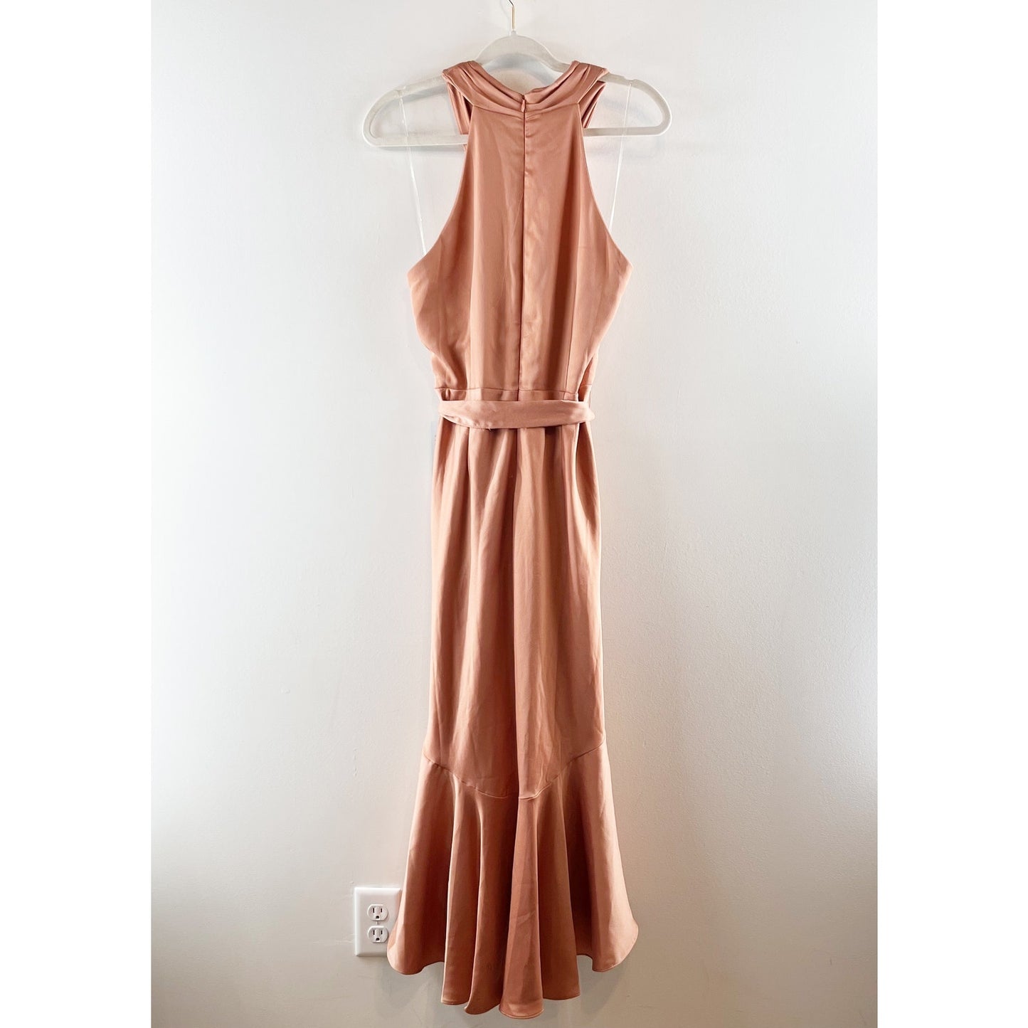 Taylor Satin Tie Waist Sleevleess Midi Dress Blush Pink 8