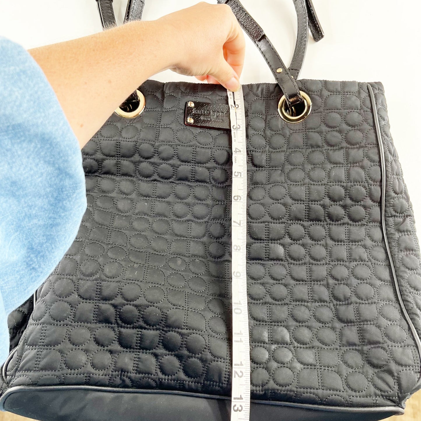 Kate Spade Quilted Leather Handle Tote Bag Purse Black