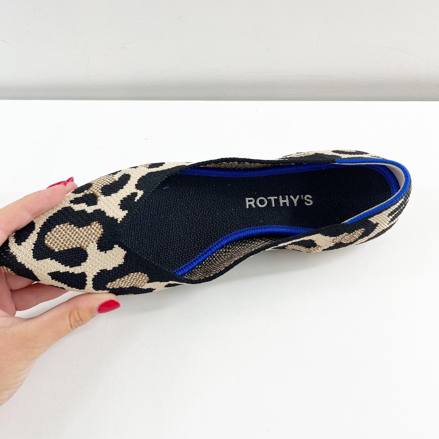 Rothy's The Point Pointed Toe Ballet Flats in Cat Leopard Print Tan Black 9