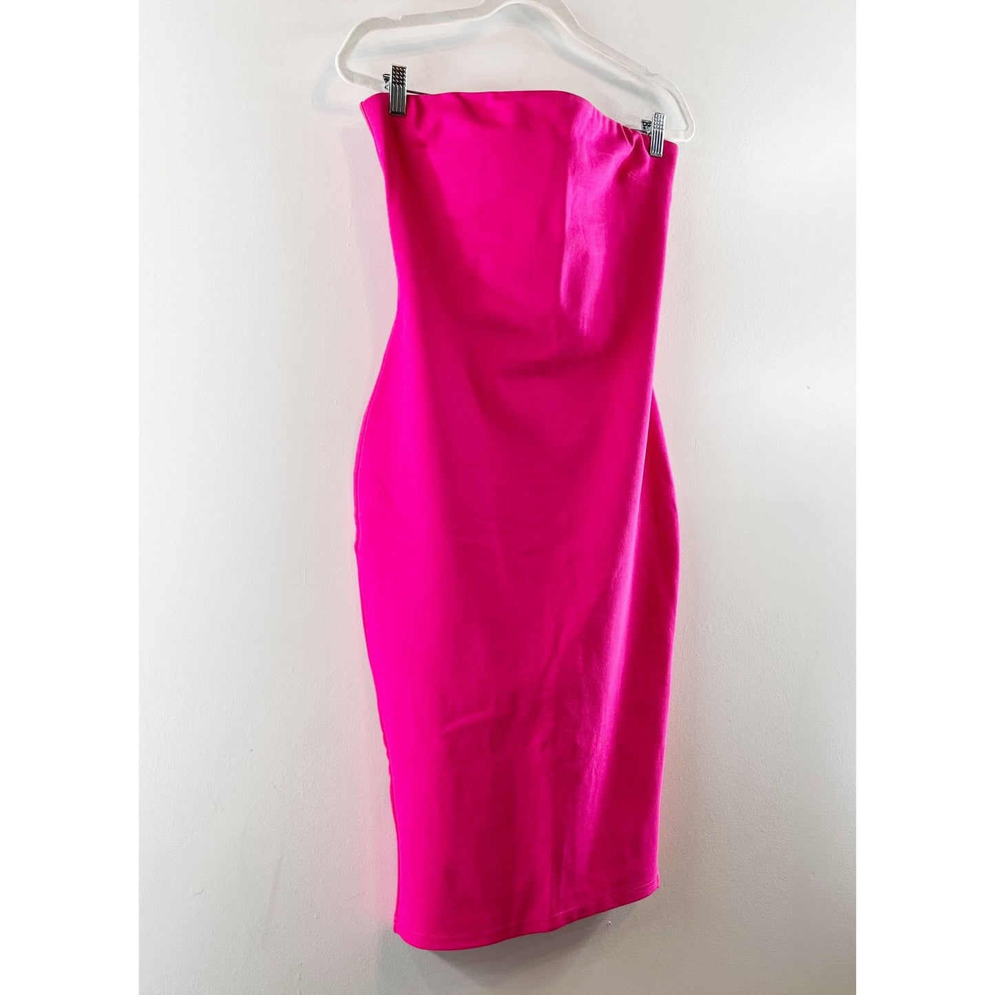 Superdown Lilian Strapless Tube Midi Dress Hot Pink Large