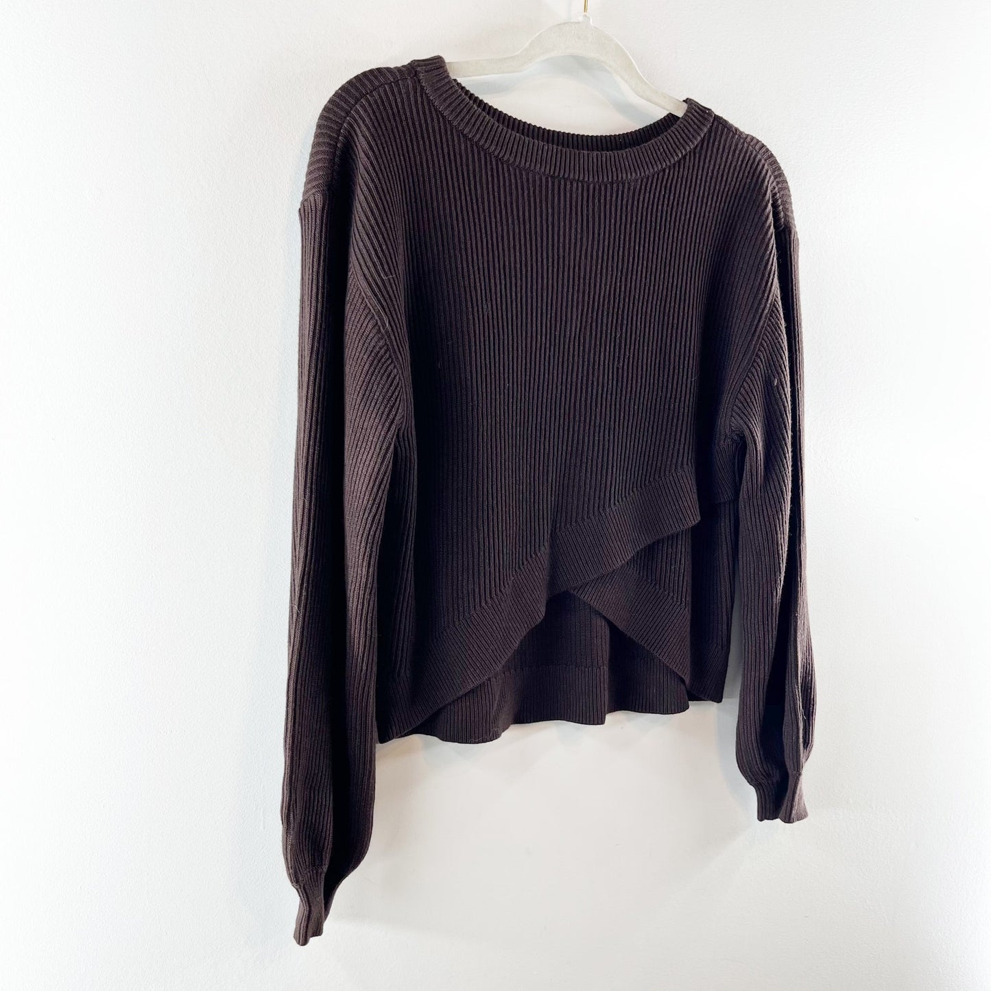 Lululemon Long Sleeve Boxy Reversible Crossover Sweater Espresso Brown 6