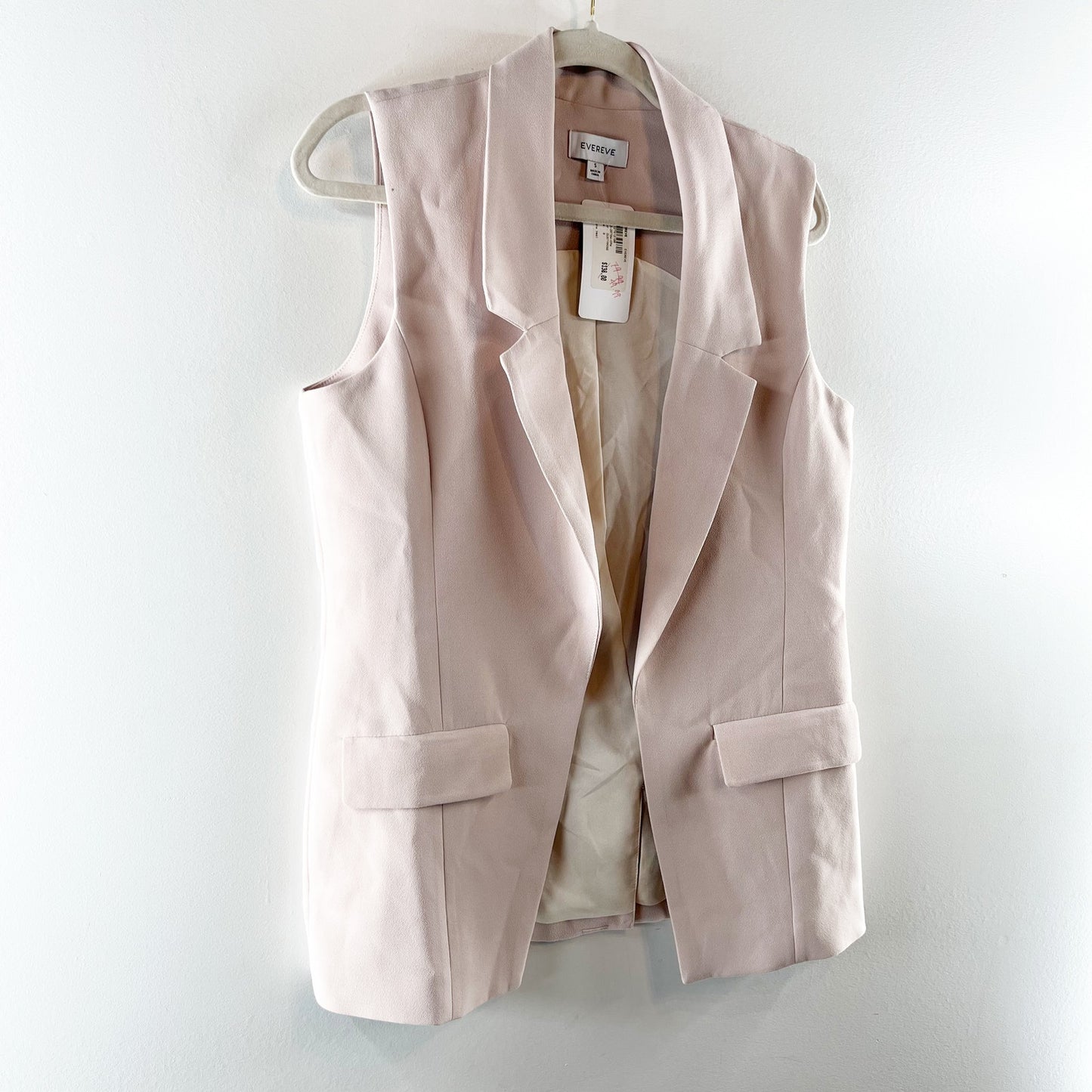Evereve Winona Open Longline Blazer Vest in Dusty Rose Pink Small