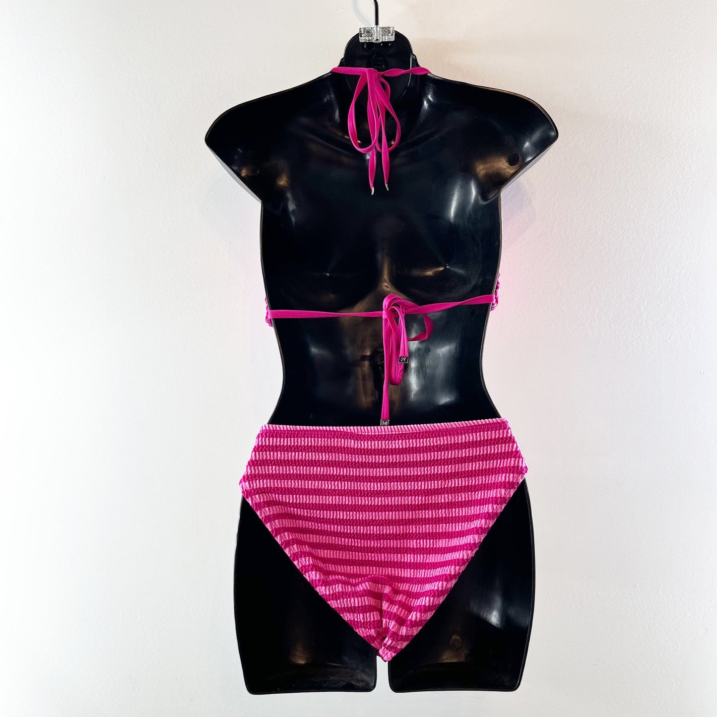 Michael Kors Striped Triangle Tie Two Piece Bikini Set Pink XL