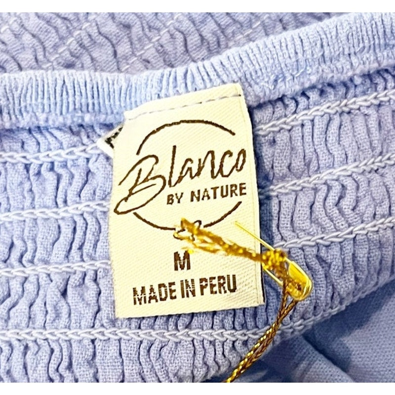 Blanco by Nature Nora Smocked Waist Tiered Cutout Maxi Dress Azure Blue Medium