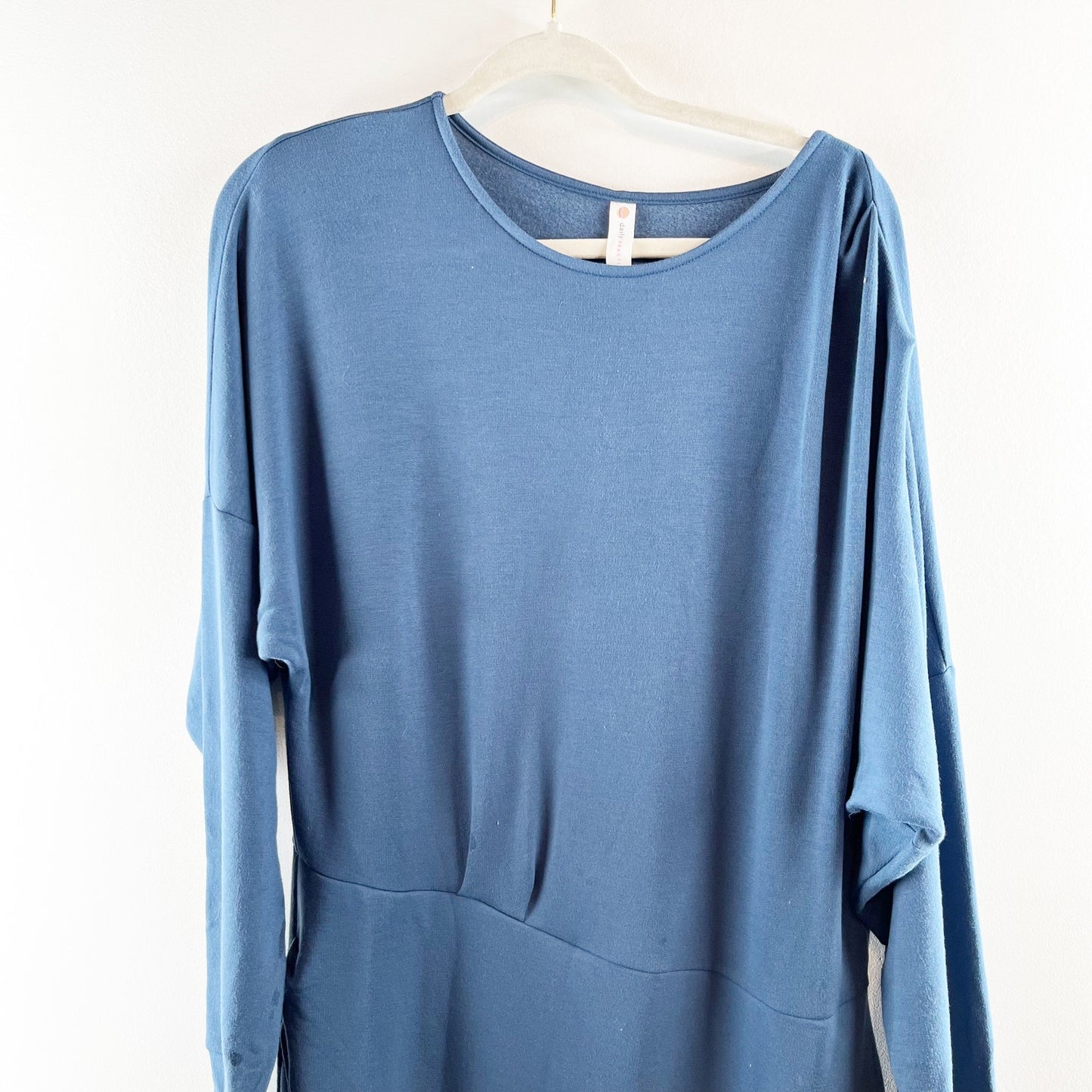 Anthropologie Daily Practice Long Sleeve Off Shoulder Sweatshirt Mini Dress Blue