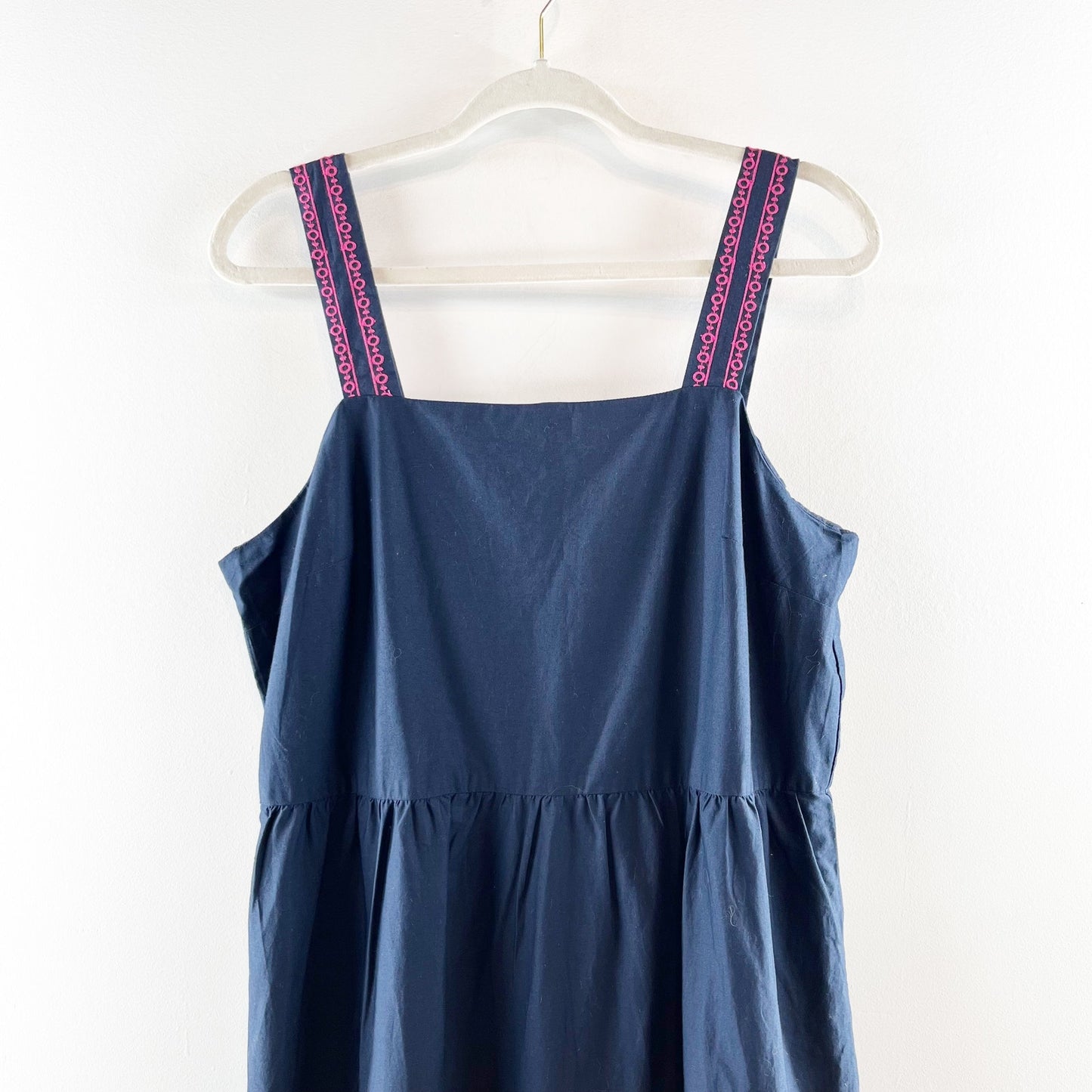 J. Crew Embroidered Floral Sleeveless Scalloped Midi Dress Navy Blue 12