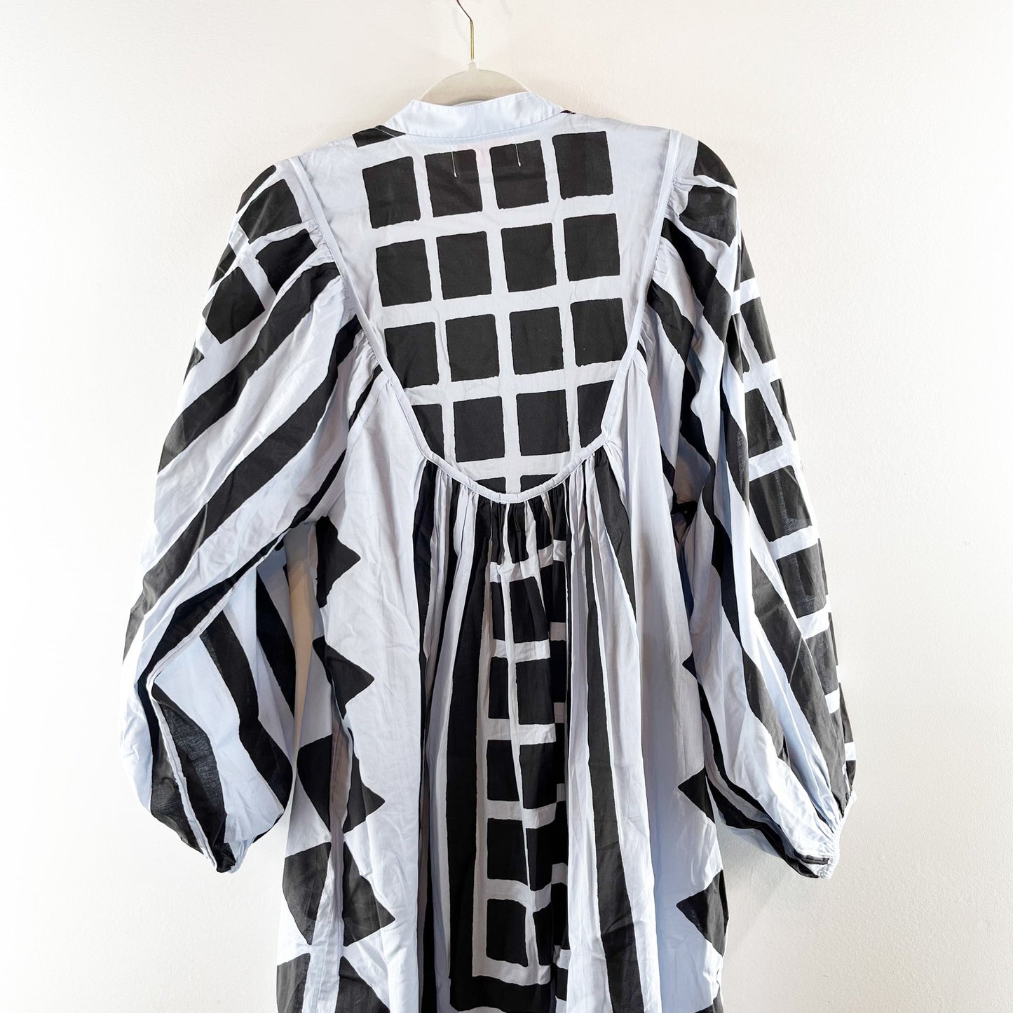 Anthropologie Kinga Csilla Geo Tunic Cotton Midi Dress Blue Black Medium